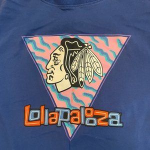 Lollapalooza 2018 Blue Chicago Indian Head Short Sleeve Crewneck Concert T Shirt